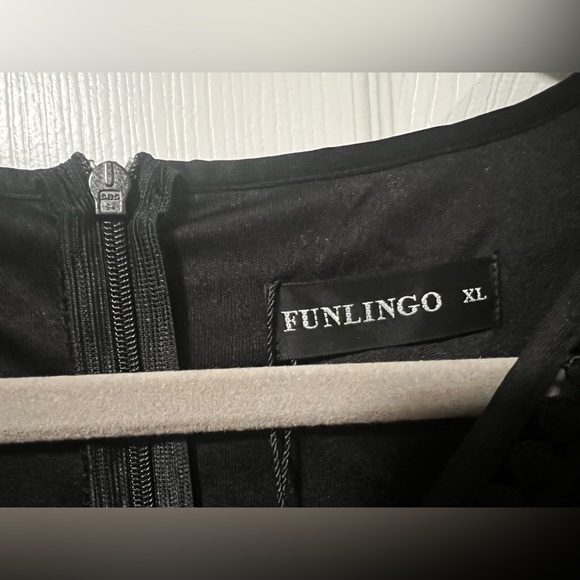 Funlingo Women’s Boho Black Lace Mini Dress, Short Sleeve Lined, Size: XL, NWT - Picture 12 of 13